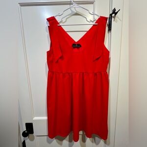 Pomander Place Red V-Neck Midi Dress with Tie Straps